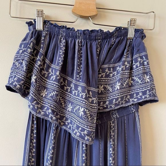 American Eagle-Periwinkle Floral Wide Leg Jumpsuit - Picture 7 of 10